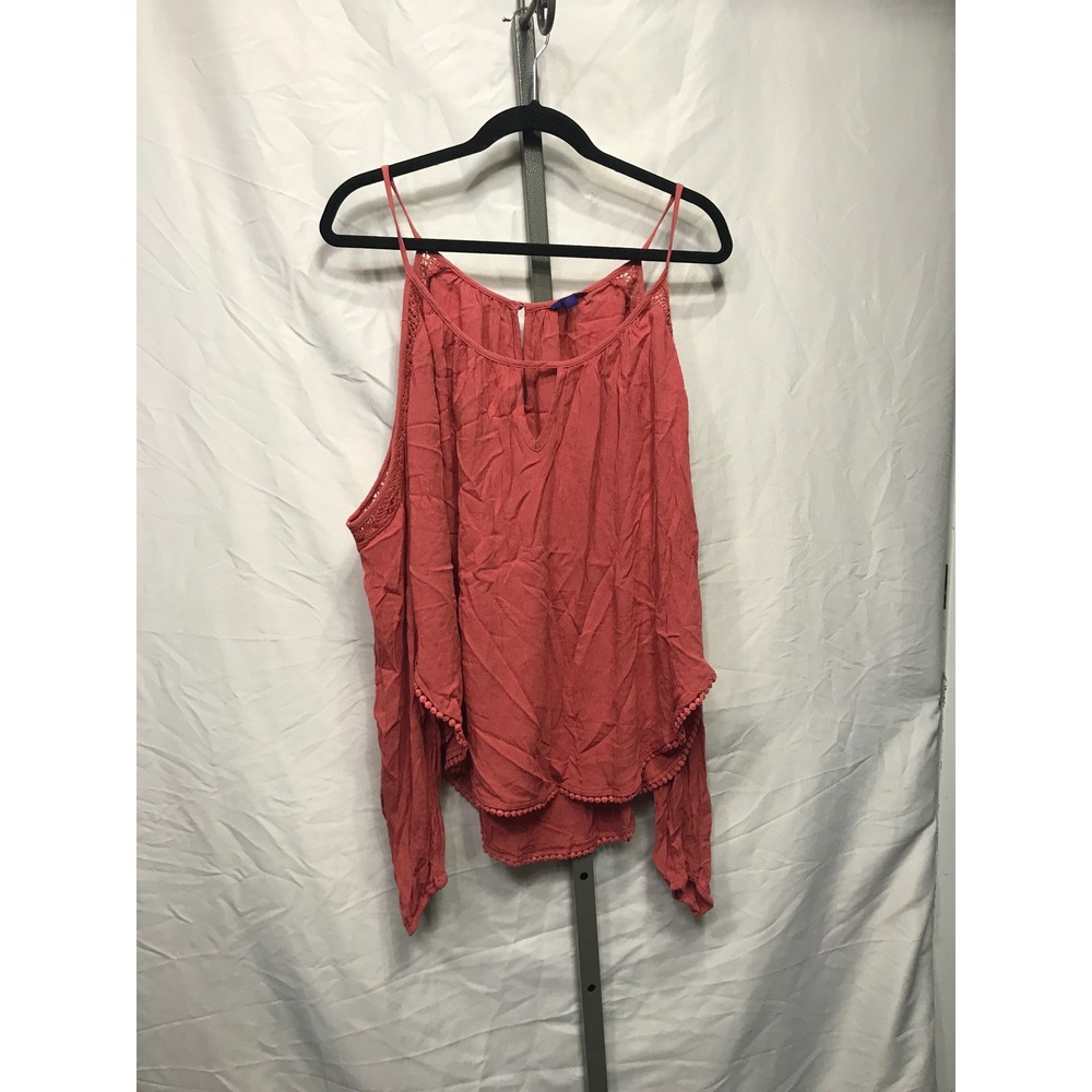 Aeropostale Womens Coral Cold Shoulder Long Sleeve Blouse Top Plus Size XXL